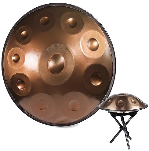 IkErna Handpan-Drum Für Klangheilung, Persönliche Meditation, Yoga, D Kurd Minor 9 Notizen Stahlhandtrommeln, 440Hz