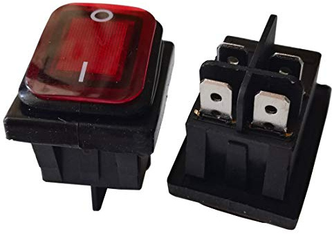 Interrupteur de commande d'alimentation interrupteur à bascule étanche 4 broches 20A/125V 16A/250V interrupteurs à bouton-poussoir avec LED KCD4, paquet de 2, rouge