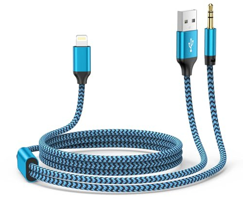 Gaef Câble Auxiliaire Lightning vers 3.5mm pour iPhone avec Fonction de Charge [MFi-Zertifiziert], 1.2m pour Autoradio Stéréo, Kopfhörer, Lautsprecher