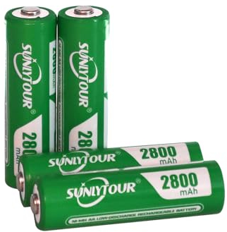 SUNLYTOUR 4 Pile 2800mAh AA Ni-MH Batterie Ricaricabili Ad Alta Capacità Ni-MH AA, Ricarica Fino a 1200 Cicli