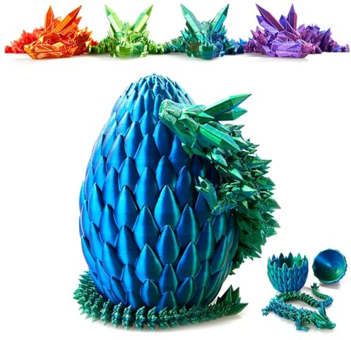 syouces 3D Printed Crystal Dragon Egg, 15 Inch Articulated Dragon with Surprise Egg, Fidget Toy for Home Office Executive Decor, Stress Relief Gift for Kids & Adults