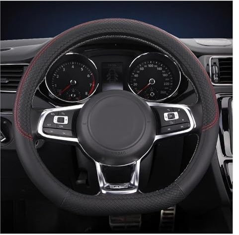 D Form Auto Lenkrad Abdeckung Für VW Für Jetta 6 2017-2021 Für Golf 7 Für Scirocco Für Beetle 2012-2021 Für Tiguan 2019 2020 Lenkradbezug Auto Lenkrad Bezug Lenkradbezug Leder (Farbe : Schwarz)