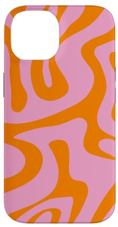 Hülle für iPhone 14 Rosa und Orange Liquid Swirl Abstraktes ästhetisches Muster