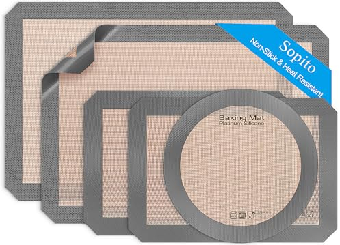 Tappetino Silicone Forno 5PCS, Sopito Carta Forno Riutilizzabile Antiaderente e Sicura per Gli Alimenti, Ideale Tappetino Microforato per Forno per Biscotti, Amaretti e Pasticcini, Grigio