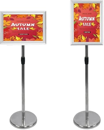 Schilderständer A3 Plakatständer Ausstellungsständer Verkaufsschild Geschäfts- und Ladenschildhalter Menüständer A4 Klemmrahmen Verstellbarer Sockelschildständer A3 Silber