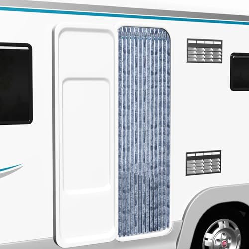 LAPOOH Insektenschutz-Vorhang, Fliegenvorhang, Fliegenschutz Tür, Balkontür Fliegengitter, Fiegengittertür, Silbern 90x200 cm Chenille