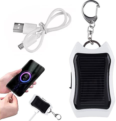 Solar Battery – Solar Phone Charger, 1500 mAh Outdoor Solar Charger | Waterproof Quick Charge Solar Charger Keychain with 3 LED Flashlight, Solar Charger