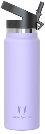 Sparrow Botella Agua Acero Inoxidable 1L SwivelSip Botella Termica Pajita | Antifugas, Apta lavavajillas, Acero Inoxidable, Sin BPA, Térmica, Vacío, Fría, Escuela, Niños, Diario
