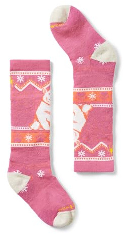 Smartwool Unisex Wintersport Full Cushion Polar Bear Pattern Over-the-Calf Socks (Toddler/Little Kid/Big Kid) Garden Pink Large