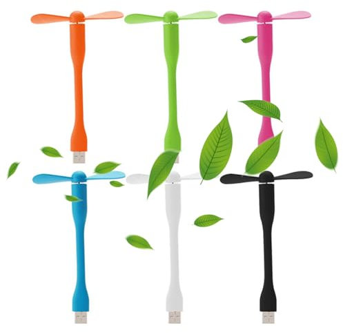 Mini USB Ventilator, 90mm USB Ventilator Mit Flexiblem Hals, USB-Schwanenhals-Ventilator, USB-Ventilator zur Abkühlung, 6er Pack Flexibler USB-Ventilator für PC, Notebook, Laptop, Powerbank