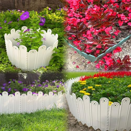 10 panneaux de clôture de jardin à personnaliser pour parterres de fleurs et cours extérieures (blanc)