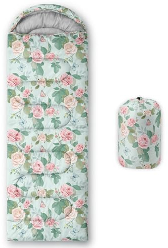 Smell Sunshine Kinder-Schlafsack für Jungen und Mädchen, Aquarell-Blumenmuster, Hellrosa, leicht, warm, für drinnen und draußen, wasserdicht, kältebeständig, für Camping, Wandern (Blumenmuster)