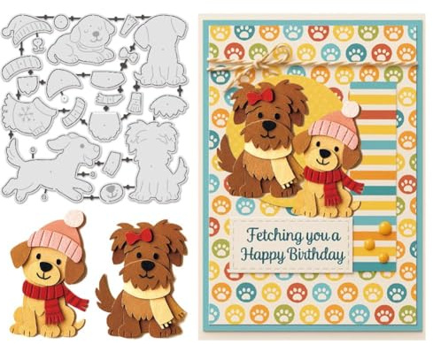 UNICRAFTALE 24 Stück Tier Hund Schneidematrizen Für Kartenbasteln Metall Haustier Prägestanzform Für Notizbuch Scrapbooking Geburtstag Stanzschablone DIY Prägung Papier Album Basteldekoration
