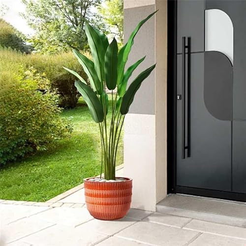 WONSHREE Juego de 4 macetas de cerámica para interiores y exteriores con agujeros de drenaje para patio, jardín, alféizar de la ventana, decoración del hogar u oficina, color coral