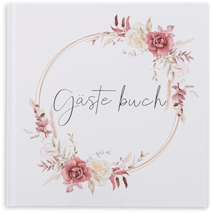 VOYANTE Gästebuch Hochzeit, Hochzeitsgästebuch mit 144 Premium Dickem Papier, Gästebuch Blanko Für Hochzeiten, Jubiläen, Geburtstage, Taufe, Brautpaar Erinnerungen, JGA Spiele, Größe 21 x 21 cm