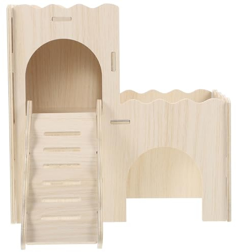 LOLIPPYY Maison en Bois pour Hamster Et Cochon d'Inde Échelle, Habitat en Bois Naturel, Aire De Jeu Compacte, Refuge Sécurisé pour Petits Rongeurs, Adapté Aux Hamsters Et Cochons d'Inde