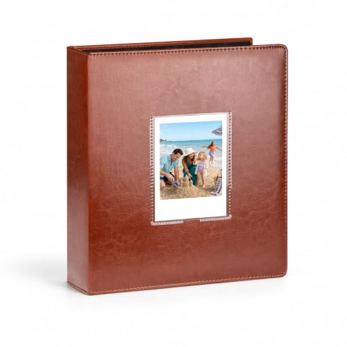 256-Fächer Fotoalbum für Polaroid i-Type, 600 und SX-70 Sofortfotos,Braun | Großes Format (25×25×5,8 cm), Kunstleder-Einband, Sofortbildalbum mit Einstecktaschen, für Polaroid Sammlungen & Reisen