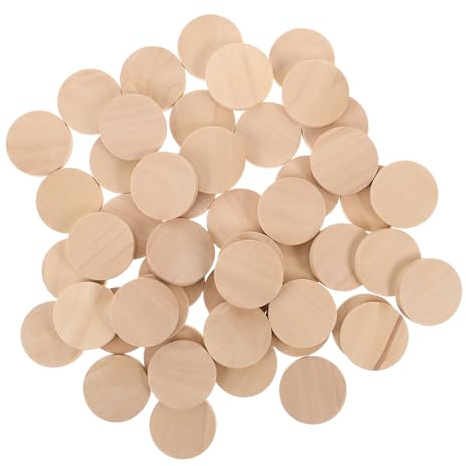 50pcs Natural Wooden Circles Unfinished Round Wood Discs