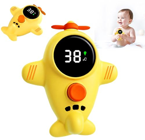 Fancysky Termómetro de Baño para Bebé con Forma de Avión,Sin BPA,Termómetro Digital LED para Bañera de Bebé,Sensor de Temperatura de Baño para Niños,Pantalla Precisa,Flotante
