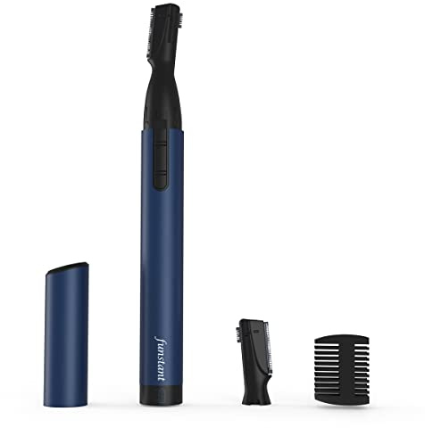 Funstant Upgraded Eyebrow Trimmer for Men, Precision Detailer Battery-Operated Eyebrow Razor and Shaper, Electric Facial Hair Trimmer with Comb, Dual-Blade Grooming Tool, No Pulling Sensation
