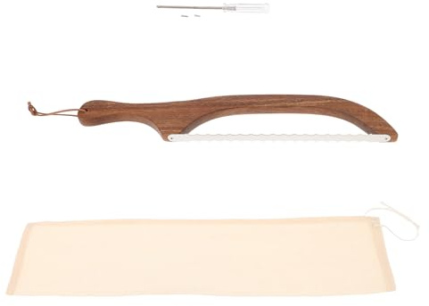FUNNETOYU Couteau à Multifonction avec Manche Bois Lame Dentelée pour Trancher Baguettes Toasts Gâteaux Outil Robuste et Ergonomique pour Usage Domestique Cuisine