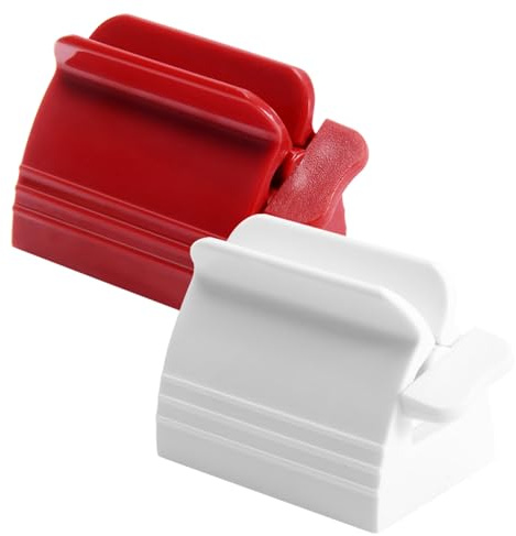 Homoyoyo 4 Exprimidores de Pasta de Dientes de Plástico Exprimidor Extrusor Manual para Tubos Dispensador Reutilizable para Pasta Dental Cremas y Cosméticos Colores y Rojo