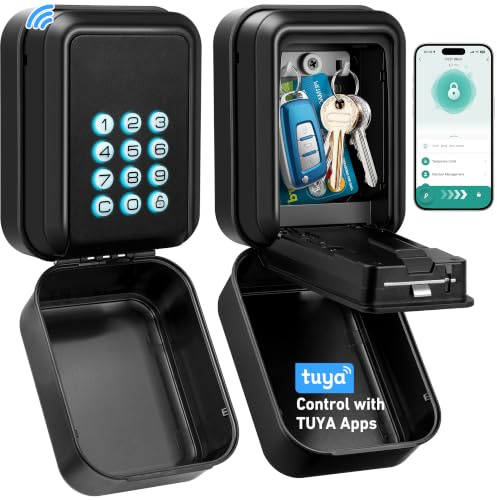 ENONEO Schlüsseltresor mit Zahlencode Aussen wasserdichte Schlüsselbox Bluetooth Anti-Diebstahl Schlüsselsafe Wandmontage Schlüsselkasten mit Mehrere Passwörter & App-Funktionen