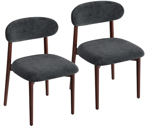 YUUIJOAA 2er Set Esszimmerstühle, Stühle Esszimmer,Moderne Polsterstuhl Essstühle mit Fester Rückenlehne für den Essbereich im Landhausstil,Belastung 136kg(Dunkelgrau)