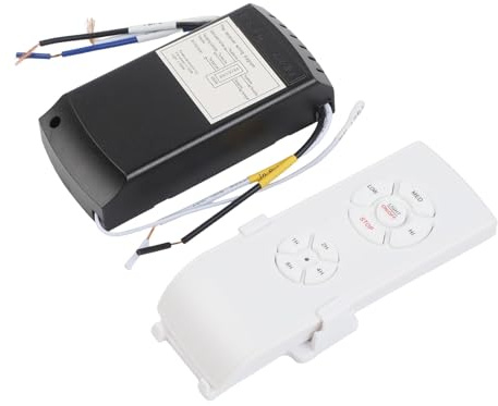 Wlinfetity Ventilatore da soffitto senza fili e kit di controllo remoto con timer, bianco, per la casa ventilatore da soffitto interruttore della luce di ricambio e telecomando