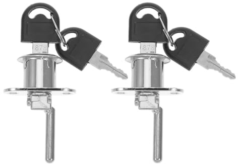 Lurrose 2pcs Metal Cabinet Drawer Locks with 4 Keys Silver Office Desk Drawer Lock Set for File Cabinets and Cupboards Suitable for Desktop and Filing Use