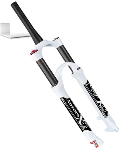 LYYCX AuroraXQ MTB Luft Federgabel 140mm Federweg 26/27,5/29Zoll, Rebound Einstellung, Absperrung, 1-1/8 Gerade/Konische Gabelbrücke XC AM(Tapered Manual Lockout,26 Zoll)