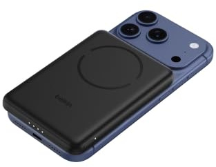 Belkin BoostCharge Batería Externa 5000 mAh con Anillo Magnético - Negro | Power Bank 5000 mAh, Anillo Magnético para Accesorios, 1 Puerto USB-C, Precargada y con Cable, Batería Portátil Inalámbrica