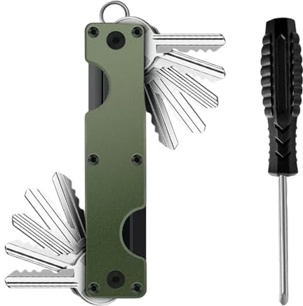Organizador de llaves de metal, organizador de llaves de doble cabeza, soporte compacto para llaves y llavero, organizador de llaves, mini llavero para hombre y mujer, asegura hasta 12 llaves