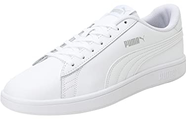 PUMA Unisex Puma Smash v2 L Low-Top, Puma White-Puma White, 40.5 EU