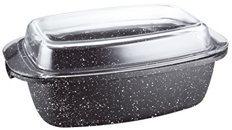 KAMBERG Rostiera 40 x 22 x 16 cm, Ghisa di Alluminio, Rivestimento Antiaderente di Alta Performance Pietra, Coperchio in Vetro, Tutti Fornelli y induzione, Senza PFOA, 5.3 Litri