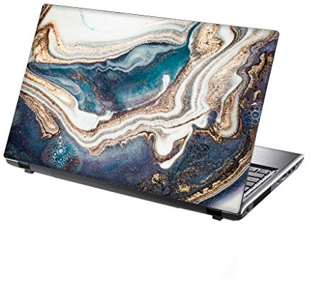 TaylorHe 13-14 Autocollants en Vinyle coloré avec Motif pour Ordinateur Portable (34cm x 23,5cm) Laptop Skin marbre fluide vert bleu, résumé