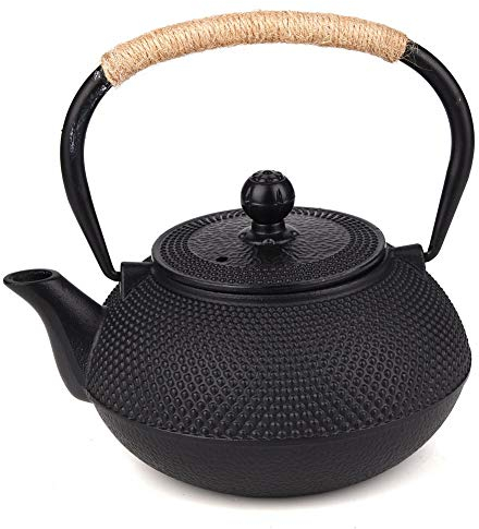 Meilleure théière japonaise en fonte avec infuseur à thé en acier inoxydable 1000 ml, Fonte, Noir, 1L