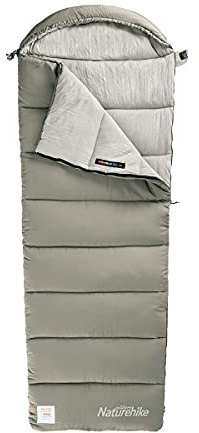 Naturehike Hooded Cotton Sleeping Bag, 3-4 Season Lightweight, Portable and Splicable Envelope Sleeping Bag, Filled with 180g/M2 Cotton, Suitable for Hiking, Camping, Indoors