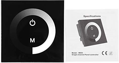 Interruttore dimmer a parete per controller a pannello tattile a LED monocolore a parete Interruttore a pannello a sfioramento per lampade a pannello a LED a luce di striscia(Nero)