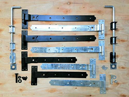 Infinity Decor 45,7 cm 61 cm gekröpft/gerade Schwerlasthaken und Band Torscharniere Drop Bolt Set – Schwarz/Zink (Zink, 5 x 61 cm Scharnier+Fallbolzen gerade)