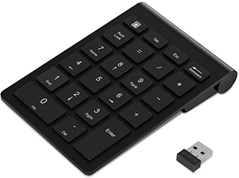 Wireless Numeric Keypad, 2.4GHz Portable Number Pad with USB Receiver, 22-Key Number Pad, for Laptop/Notebook, Desktop/PC Computer Compatible with Windows and OS X System(Black)