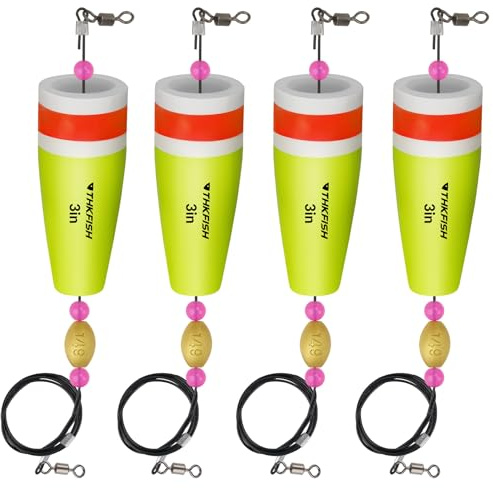 THKFISH Posen Angeln Schwimmer Angelposen Set Stahlvorfach Hecht Forelle Pose Gewichteter Knallender Schwimmer 4 Stück 40g-GELB-MIT DRAHT