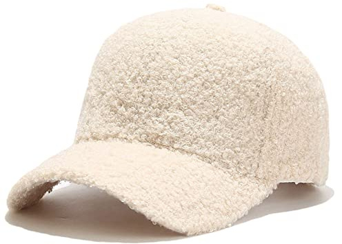 Avilego vinter baseballkeps för kvinnor lammull enfärgad varm baseballkeps för utomhusresor, BEIgE, one size