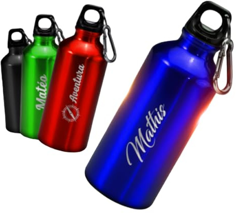 Générique Bouteille Aluminium Personnalisable - 400mL - Bleu | Gourdes Personnalisées - Idée Cadeau (Gourde Athletic) - Haute qualité - Finition premium - Personnalisation sur mesure