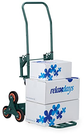 Relaxdays Sackkarre Treppensteiger, klappbarer Transportwagen, bis 50/150 kg, Vollgummireifen, höhenverstellbar, grün