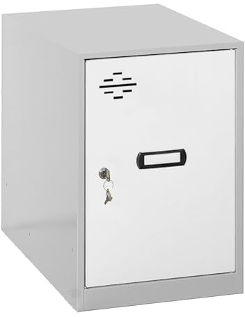 Simon Rack Casier Vestiaire Metallique Petit, 475x300x500 mm, Armoire Metallique Petit, Comprend la Clé, Gris/Blanc - Simonlocker