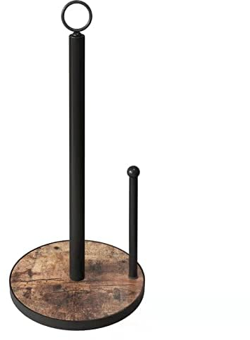 OROPY Küchenrollenhalter Stehend mit Schwerer Holzbasis, Landhausstil Papierrollenhalter für Küchentheke, Geeignet für Standard und Jumbo Größe Küchenrollen (Braun - Leicht Abzureißen)