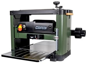 Cutech 40700H 12½-Inch Spiral Cutterhead Benchtop Planer with Tungsten Carbide Inserts, Snipe Minimizer, and Board Return Rollers (12-1/2-Inch Single Speed)