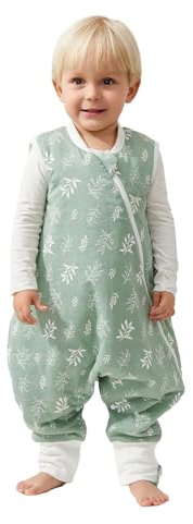 Duomiaomiao Saco de Dormir Con Pies Para Todo el Año - 100% Algodón, 1,5 Tog, Para Niños y Niñas