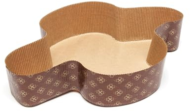 Ecopack, molde desechable de papel de horno para Colomba de 750 g, resistente hasta 220°C, dimensiones 29,6x20,8x5,8cm, paquete de 50 piezas